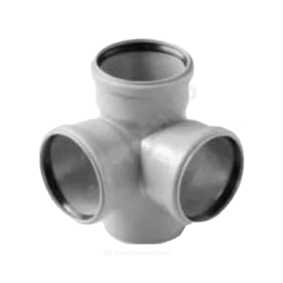 Крестовина PP-H 2-плоскостная серая Дн 110х110х50 б/нап в/к VALFEX 28211150