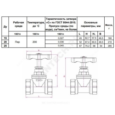 Клапан запорный латунь 15б1п Ду 40 Ру16 ВР прямой Китай