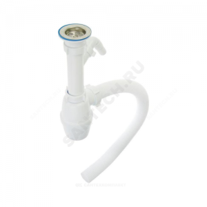 Сифон для кухонной мойки бутылочный Эконом 1 1/2"x40 с гофрой D=40мм с отводом (штуцером) выпуск с нержавеющей решёткой D=70мм Орио Е-40051