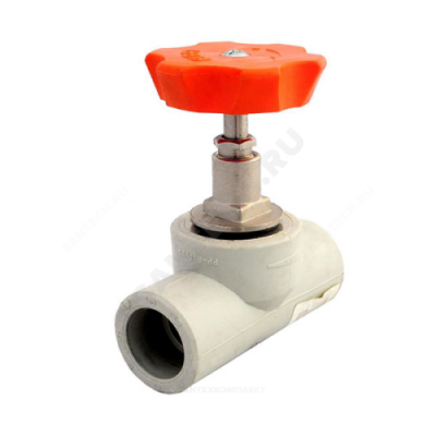 Клапан (вентиль) PP-R запорный серый внутренняя пайка Дн 25х90гр VALFEX 10146025Г