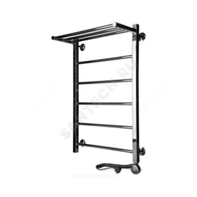 Полотенцесушитель электрический нерж сталь Лесенка с полочкой 600х800мм 8П ТЭН справа Классика-Люкс Элит-Металл Э-40-14