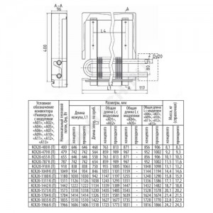 Конвектор настенный концевой "Универсал" КСК 20 К (А12) (малой глубины) 0.479кВт двухтр с регулирующей арматурой, прямой бок/п резьба лев Сантехпром