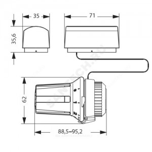 Элемент термостатический RTRW 7082 жид/нап клипс RTR (RA) 8-28oC с выносным темп/датчиком L=2м Danfoss 013G7082