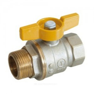 Кран шаровой латунь никель газ R734G Ду 10 ВР/НР полнопроходной бабочка Giacomini R734GAX002