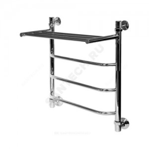 Полотенцесушитель водяной нерж сталь Лесенка Ду 25 (1") НР с полочкой 400х400мм 2П нижнее подключение в/к соединитель (1"х3/4") Уют Элит-Металл В-24-01