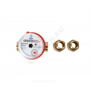 Счётчик г/в и х/в крыльчатый многоструйный Ду 15 Ру16 120С L=80мм резьба импульсный В/К ВСКМ-15 ДГ2 Декаст 72-15-256