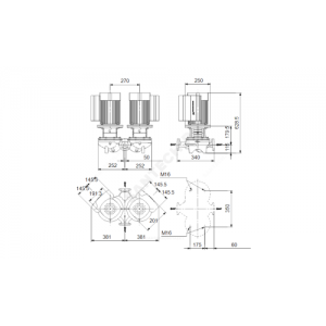 Насос ин-лайн с сухим ротором TPED 50-290/2-S-A-F-A-BQQE PN16 сдвоенный 3х380-500В/50 Гц c датчиком перепада давления Grundfos 99132812