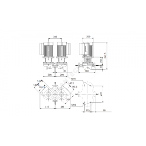 Насос ин-лайн с сухим ротором TPED 80-180/2-S-A-F-A-BQQE PN16 сдвоенный 3х380-500В/50 Гц c датчиком перепада давления Grundfos 99132837