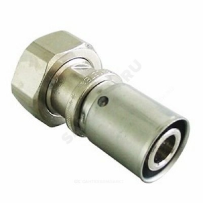 Муфта МП бронза/нерж никель пресс Дн 16х2,0х3/4" с накидной гайкой Cofit P Oventrop 1512163