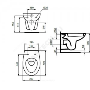 Унитаз подвесной Sirius белый без сиденья Vidima W730361.