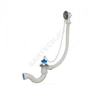 Слив-перелив для ванны трубный с пробкой на цепочке 1 1/2"x40 выпуск с нержавеющей решёткой D=70мм Орио А-4008