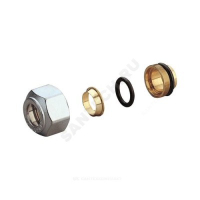 Соединитель латунь для медных труб база 18мм Дн 15х18 обжим/ВР R178 Giacomini R178X034