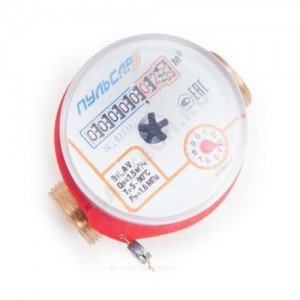 Счётчик г/в и х/в крыльчатый одноструйный Ду 15 Ру10 90С L=110мм резьба Б/К 1,5 м3/ч Пульсар Тепловодохран Н00003298