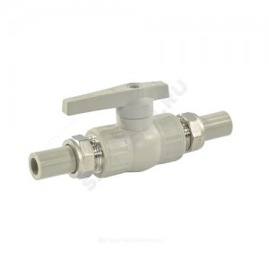 Кран PP-R шаровой серый с двусторонним разъемным соединением Дн 20х3/4" полнопроходной VALFEX 20246020Г