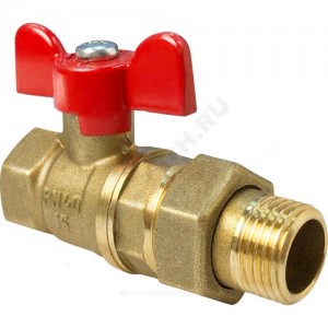 Кран шаровой латунь 11Б27фт1М Ду 20 Ру40 ВР/"американка" полнопроходной бабочка VALFEX VF.227.LB1.034