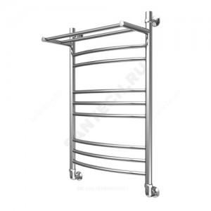 Полотенцесушитель водяной нерж сталь Лесенка Ду 25 (1") НР с полочкой 400х400мм 6П нижнее подключение в/к соединитель (1"х3/4") Элит Элит-Металл В-32-01