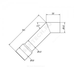 Трубка переходная 40х50 45гр. Орио А-4277