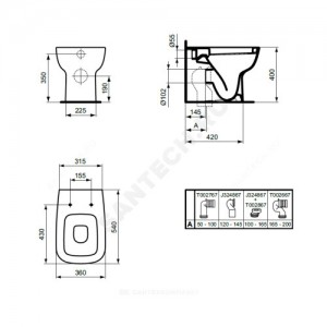 Унитаз без бачка Esedra горизонт/выпуск без сиденья Ideal Standard T281201