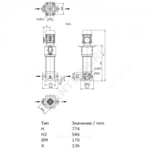 Насос многоступенчатый вертикальный HELIX V 208-2/25/V/KS/400-50 PN25 3х400В/50 Гц Wilo 4161741