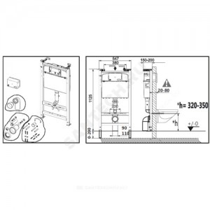 Комплект 4 в 1 Meridian унитаз подвесной + инсталляция + кнопка смыва + сиденье Roca 893104110
