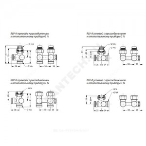 Узел нижнего подключения RLV-K Ду 20 Ру10 3/4"ЕКx3/4"ЕК угловой Danfoss 003L0283