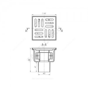 Трап нерегулируемый с "сухим" затвором Дн 50 с пластиковой решёткой 100х100мм горизонтальный выпуск АНИ Пласт TQ5104