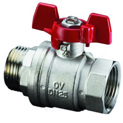 Кран шаровой латунь никель Optibal Ду 20 Ру16 ВР/НР полнопроходной бабочка Oventrop 1076306