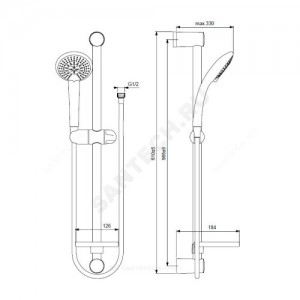 Гарнитур душевой FRESH M3 штанга 600мм+шланг+лейка 3 режима струи Vidima BA212AA