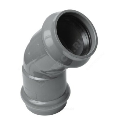 Отвод НПВХ серый SDR26 Дн 110х45гр Ру10 двухраструбный напорный в/к 2181076