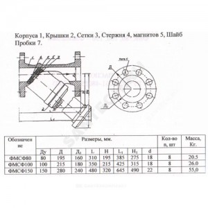 Фильтр магнитный сетчатый Y-образный чугун Ду 100 Ру16 фл ФМФ Луидор