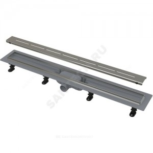 Лоток душевой с гидрозатвором+механический сухой затвор Дн 40 с нержавеющей решеткой 550х60 горизонтальный выпуск Alca Plast APZ18-550M