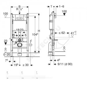 Инсталляция для подвесного унитаза Duofix с кнопкой смыва Delta 51 Geberit 458.125.21.1