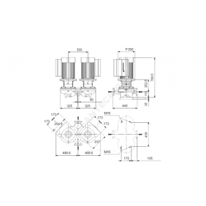 Насос ин-лайн с сухим ротором TPED 40-630/2 A-F-A-BAQE сдвоенный 3х380-500В/50 Гц Grundfos 99114529