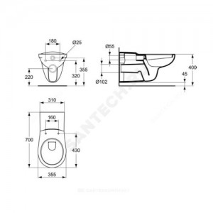 Унитаз подвесной для инвалидов Matura без сиденья Ideal Standard P243001