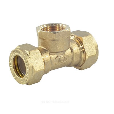 Тройник латунь Ду 20х3/4"х20 обжим/ВР для нержавеющих труб STAHLMANN STFL2003/420BEF