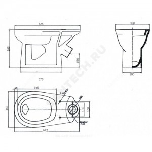 Унитаз-компакт Комфорт эконом белый боковой подвод косой выпуск пластик тарельчатый Лобненский стройфарфор