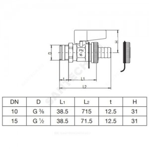Кран шаровой латунь сливной Optibal KFE никель Ду 10 Ру16 НР/штуц G3/8" флажок со штуцером, для котлов Oventrop 1033351