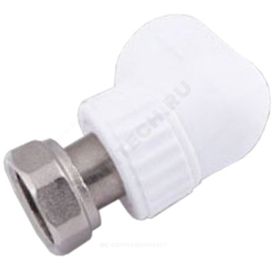 Угольник PP-R комбинированный белый с накидной гайкой Дн 25х3/4" VALFEX 10138025