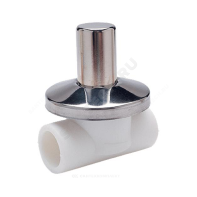 Клапан (вентиль) PP-R запорный белый хромированный внутренняя пайка Дн 32х90гр VALFEX 10154032