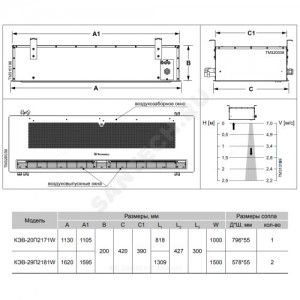 Завеса воздушно-тепловая водяная Потолочная 200 L=1000мм светло-серый 7,9 кВт Тепломаш КЭВ КЭВ-20П2171W