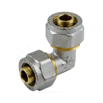 Угольник МП латунь никель обжим Дн 32х90гр ГОСТ 32415-2013 7005 Aquasfera 7005-04