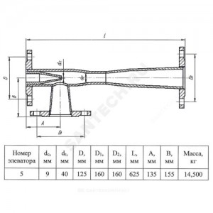 Элеватор водоструйный №5 Дс9 сопло 9мм Ру16 фланцевое ТУ 28.12.13-010-00218182-2018 КАЗ
