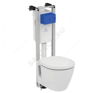 Комплект 3 в 1 СONNECT унитаз подвесной + инсталляция без кнопки смыва + сиденье микролифт Ideal Standard W220101.