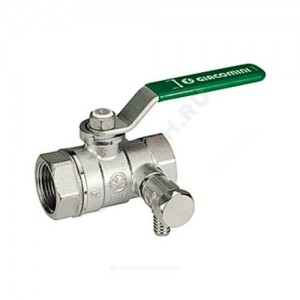 Кран шаровой латунь со спускником R250WS хром Ду 15 Ру42 ВР G1/2" рычаг со спускником Giacomini R250SX143