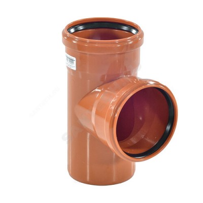 Тройник НПВХ с раструбом коричневый Дн 500х160х87гр б/нап в/к KGEA Ostendorf 227450