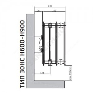 Радиатор стальной панельный Hygiene Ventil Compact HVC тип 30 600х1000 Qну=2302 Вт ниж/п прав в комплекте кронштейн. встроенный вентиль, гигиенический RAL 9016 (белый) Heaton Plus