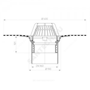 Воронка кровельная HL62H с вертикальным выпуском PP с полимербитумным полотно HL 62H/1