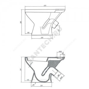 Унитаз без бачка Универсал белый косой выпуск без комплекта Лобненский стройфарфор .