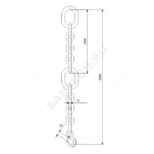 Цепь подъемная с карабином сталь оц L=8 м Grundfos 98425786