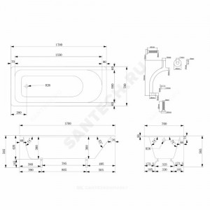 Ванна чугунная 170х70 в/к ножки Selena ..